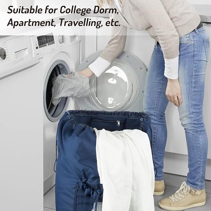 Laundry Bag Backpack with Detergent Holder and Adjustable Shoulder Straps - Image 7