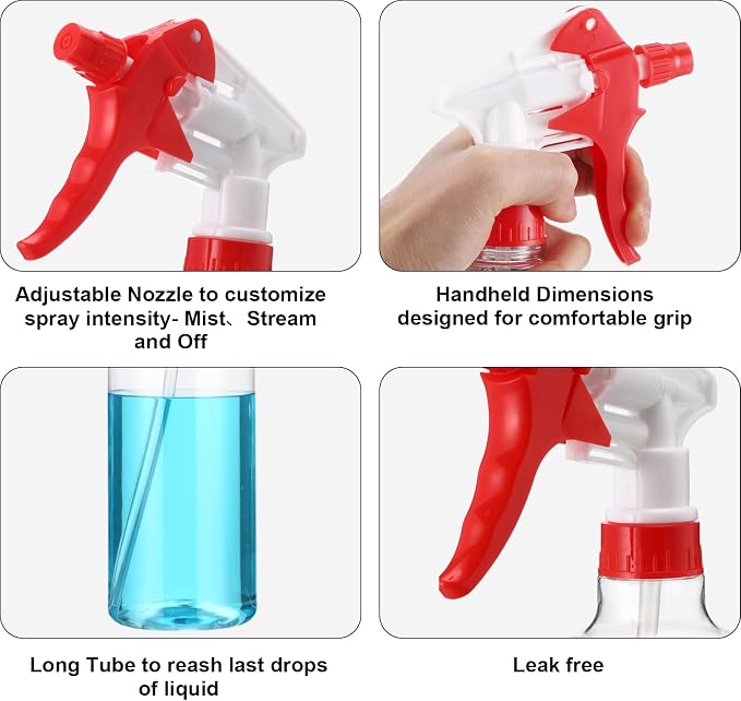 Eccliy 12 Pcs 16 Oz Plastic Spray Bottle, Adjustable Empty Reusable Sprayer - Image 3