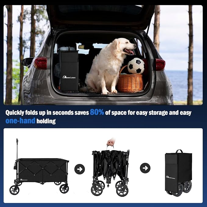 Moon Lence Large Collapsible Folding Wagon Cart Heavy Duty Folding Garden - Image 6