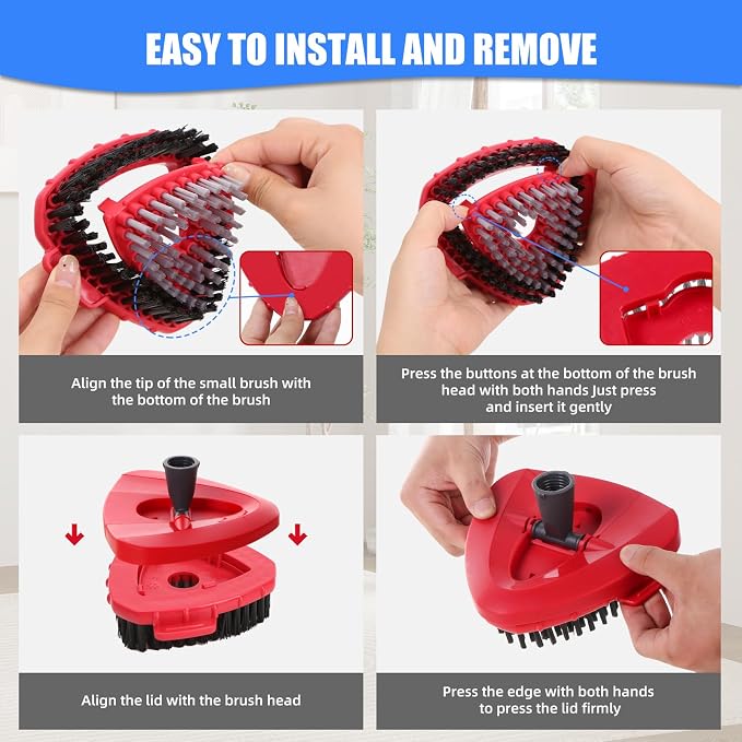 2 Pcs Full-Coverage Spin Mop Scrub Brush Heads and 1 Mop Base Part Replacement - Image 4