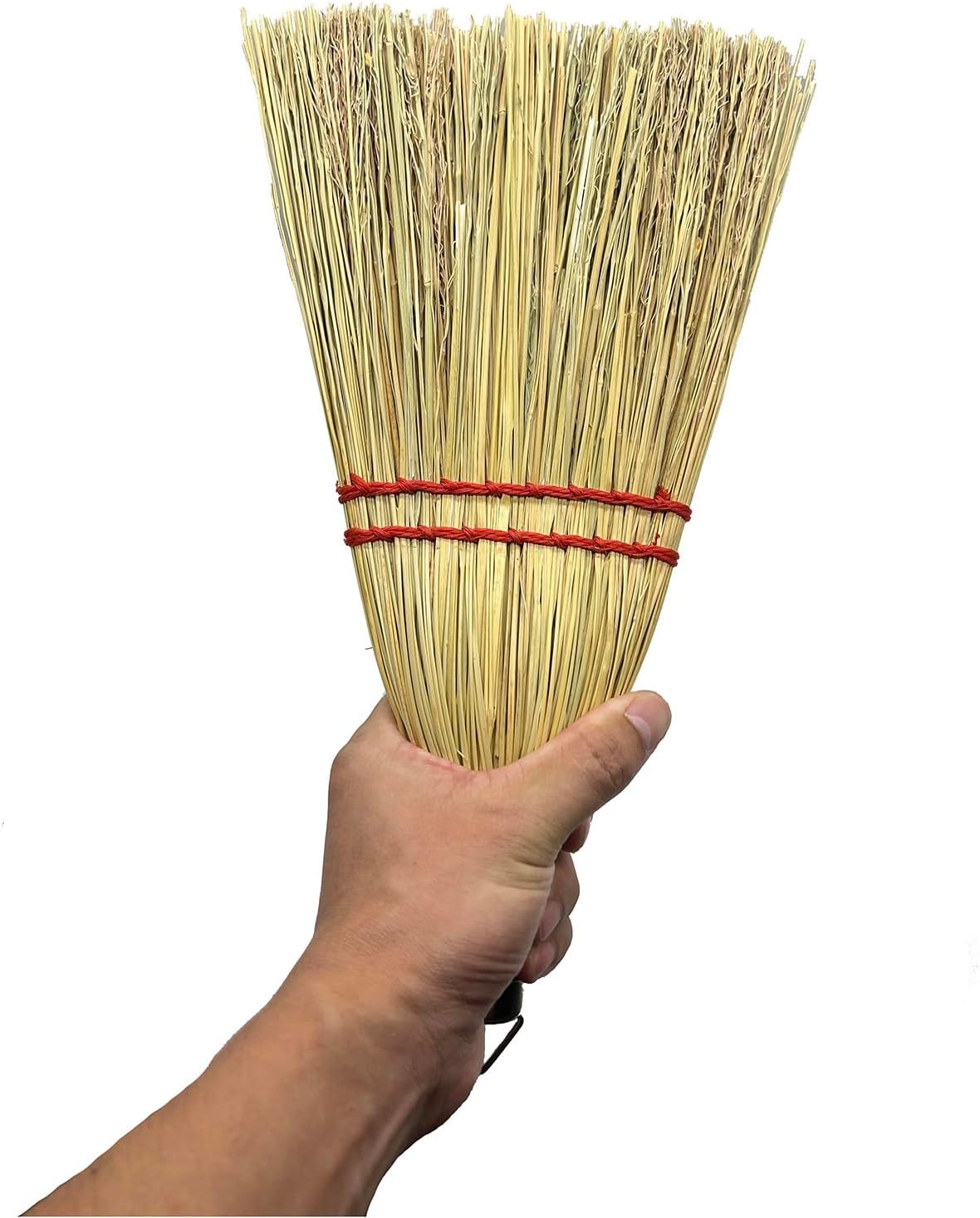 12 Inch Corn Handmade Broom Mini Whisk Made of Natural Corn Broom Straw with a Solid Metal Hang Design for Outdoor Car Porch Debris Dust Dirt Driveways Sidewalks Halloween