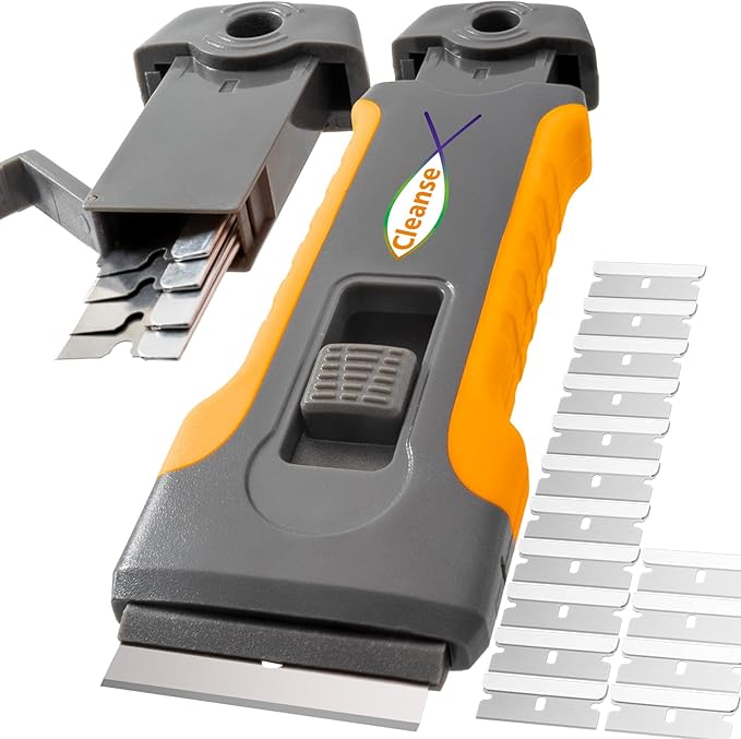 Razor Blade Scraper Tool with 15pcs Extra Blades, Cleaning Razor Scraper by Cleanse