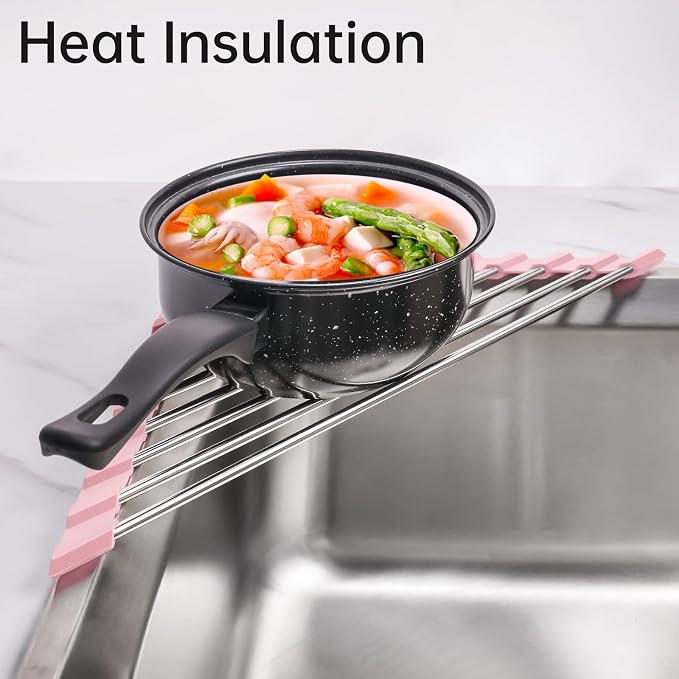 Tomorotec Triangle Foldable Dish Drying Rack, Small Roll-Up Stainless Steel - Image 9