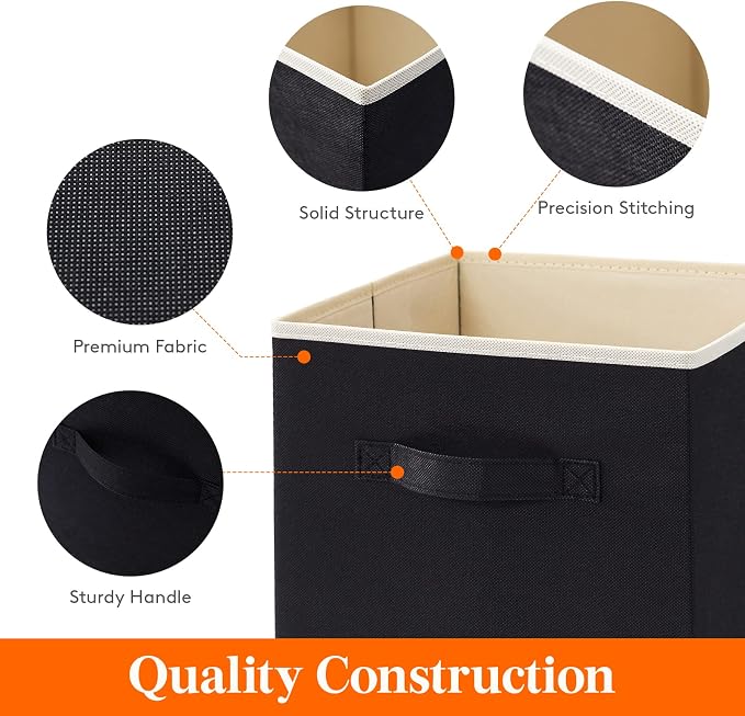 Lifewit Collapsible Fabric Storage Cubes Bins Set 11 Inch, Foldable Cubby - Image 3