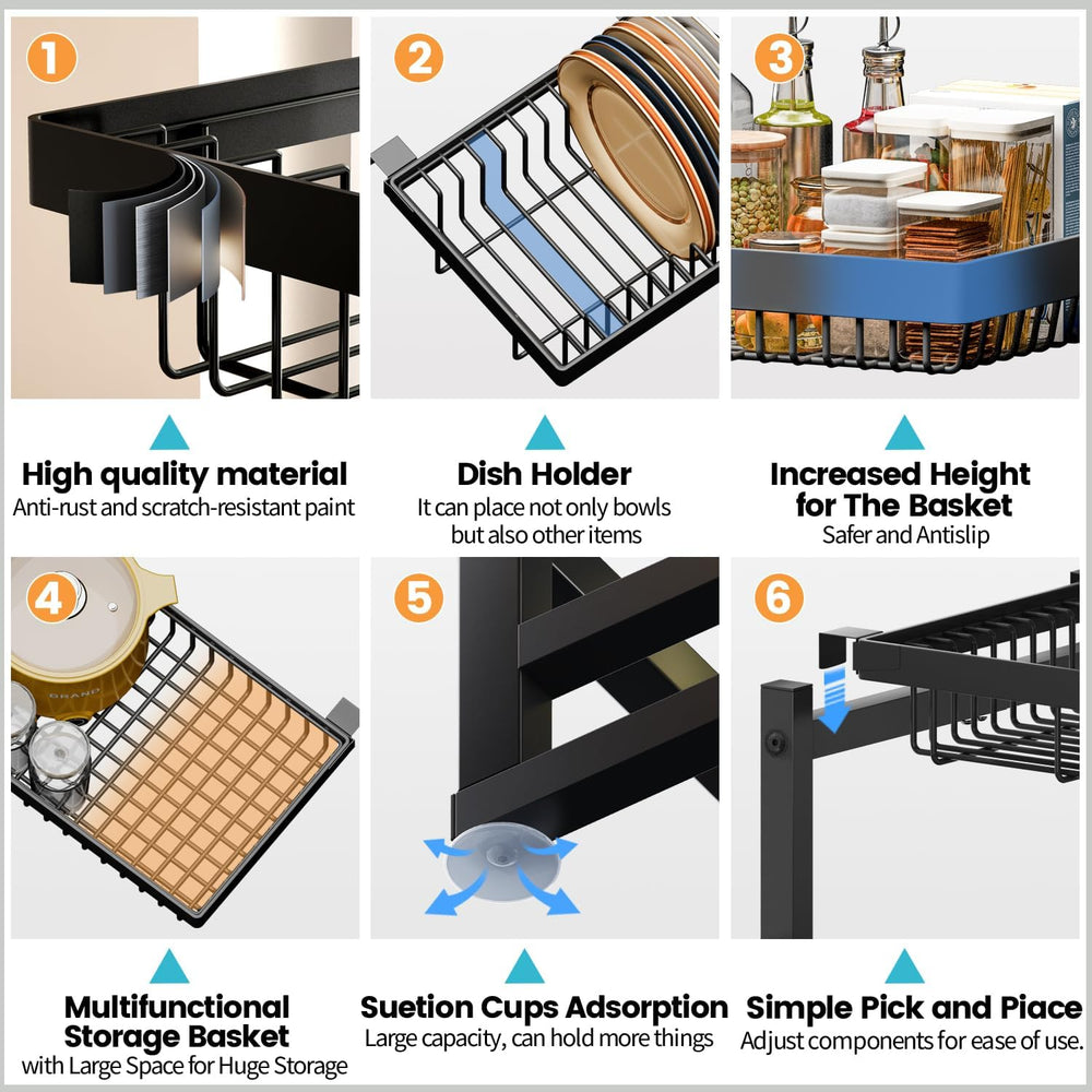 ADBIU Over The Sink Dish Drying Rack (Expandable Height and Length) Snap-On D...