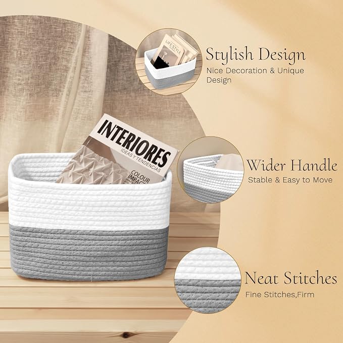 Hopegiver Woven Storage Baskets 11x8x7 Inch, 3 Pack Collapsible Cube Storage Bin - Image 6