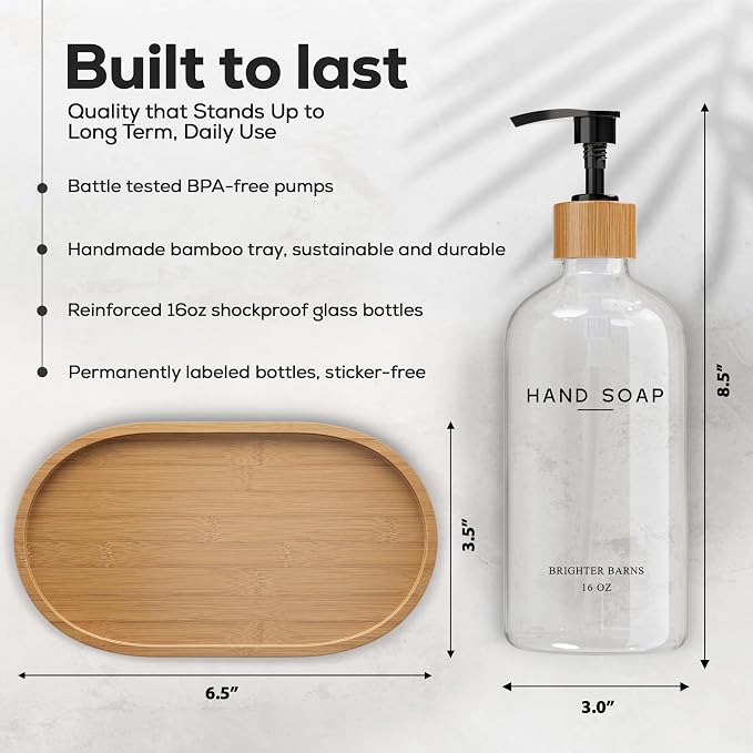 Clear Glass Soap and Lotion Dispenser Set - Image 3
