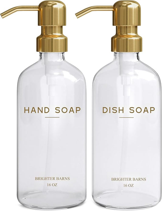 Luxury Glass Soap Dispenser Set by Brighter Barns by BrighterBarns
