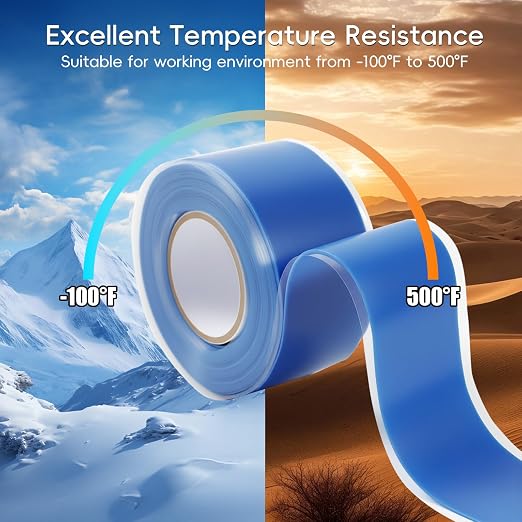 Self Fusing Silicone Tape 4 Rolls 1 in x 10' Blue Waterproof Rescue Tape Rubber - Image 5