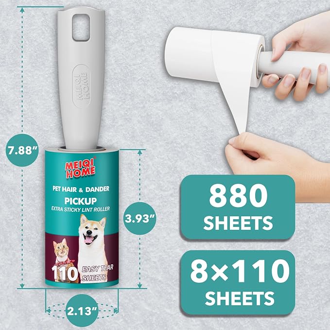 Lint Rollers for Pet Hair Extra Sticky, 880 Sheets Mega Value Set Lint Roller - Image 6