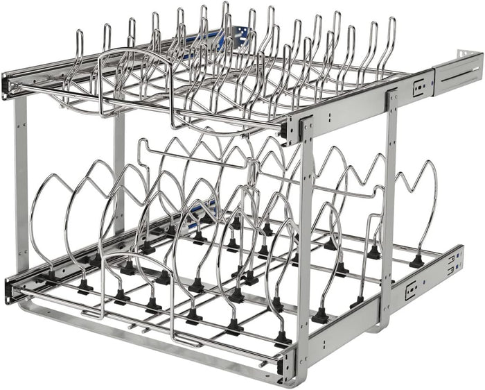 Rev-A-Shelf Two-Tier Steel Wire Pullout Cookware Cabinet Organizer w/Soft-Close