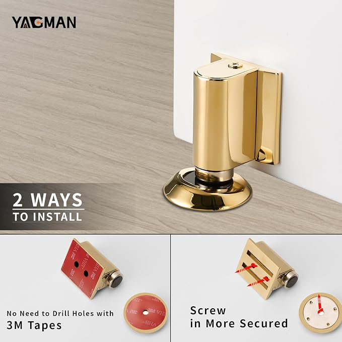 2 Pack Magnetic Door Stoppers Retractable Bottom of Door Holder No Drilling - Image 5