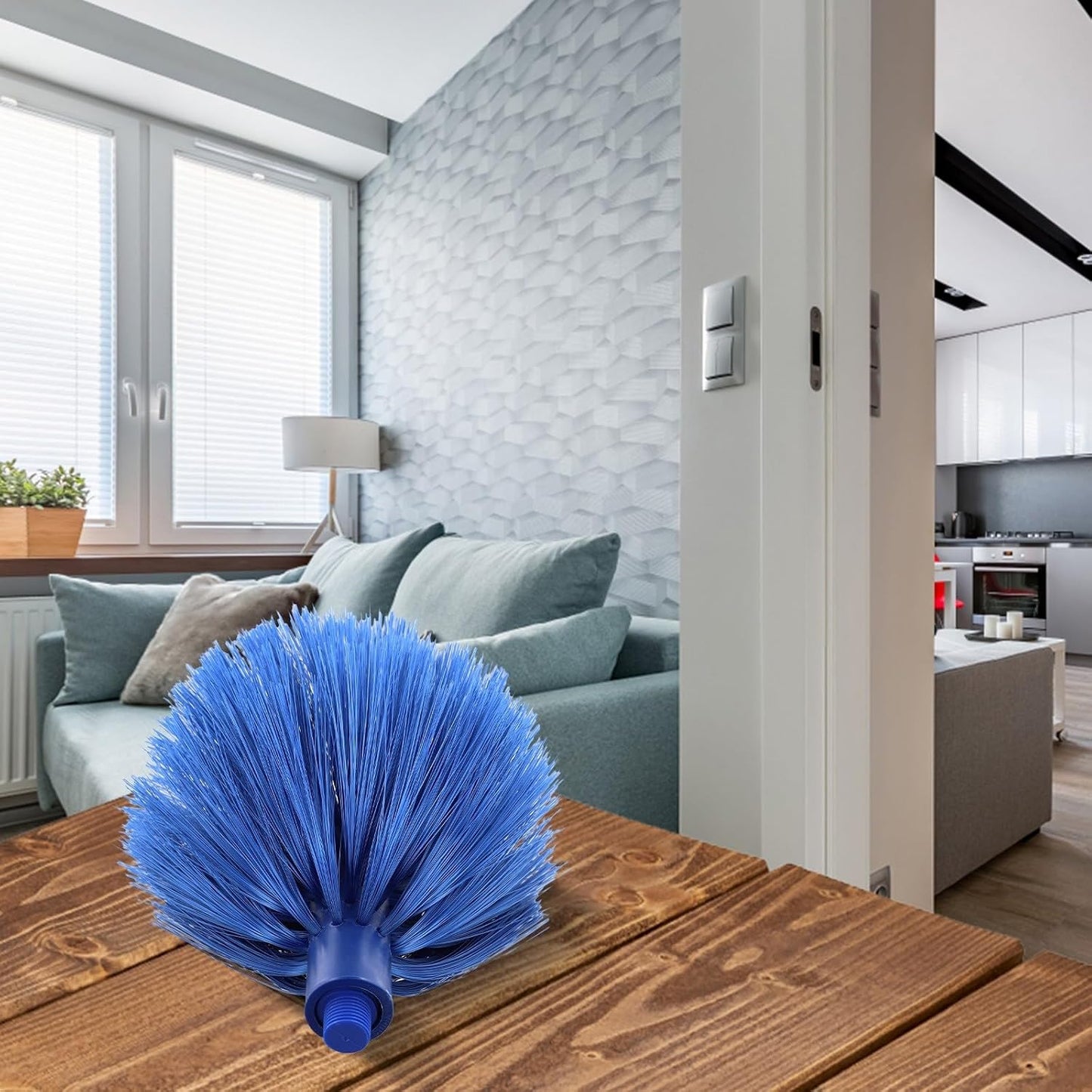 2 Pcs Extendable Feather Duster with Stainless Steel Pole, Microfiber Cleaning Brush for Ceiling Fans Blinds Cars and High Corners, 15.7 Inch(7a)