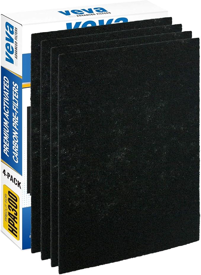 VEVA Precut for HPA300 Premium Carbon Activated Pre Filters 4 Pack Compatible - Image 6