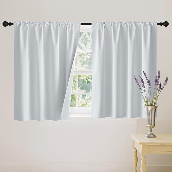 RYB HOME 100% Blackout White Short Curtains, Thermal Insulated Total Room by RYBHOME