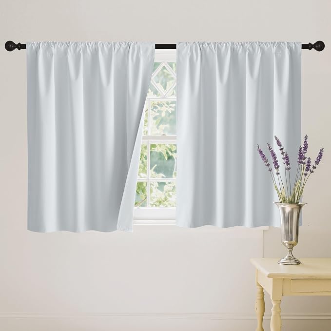 RYB HOME White Short Blackout for Small Window 45 inches Length, Thermal by RYBHOME