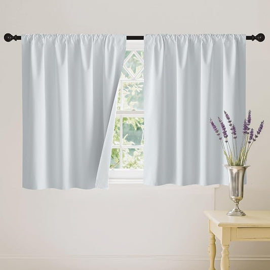 RYB HOME White Short Blackout for Small Window 45 inches Length, Thermal by RYBHOME