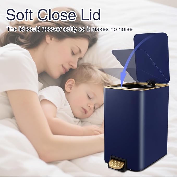 Small Bathroom Trash Can with Lid Soft Close, 1.8 Gallon Stainless Steel - Image 5