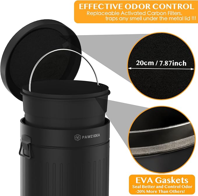 PAWZIDEA Dog Poop Trash Can Outside Odor Control, 3.1 Gallon Outdoor Trash Can - Image 2