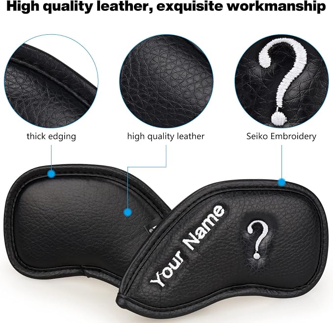 CRAFTSMAN GOLF 12pcs or 1pc Thick Synthetic Leather Golf Iron Head Covers Set - Image 2