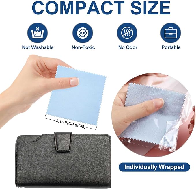 SEVENWELL 50pcs Jewelry Cleaning Cloth Blue Polishing Cloth - Image 2