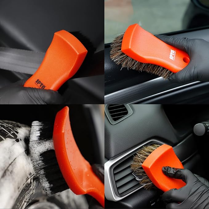 SPTA 3Pcs Car Detailing Brush Kit, Leather & Textile Interior Brush, - Image 7