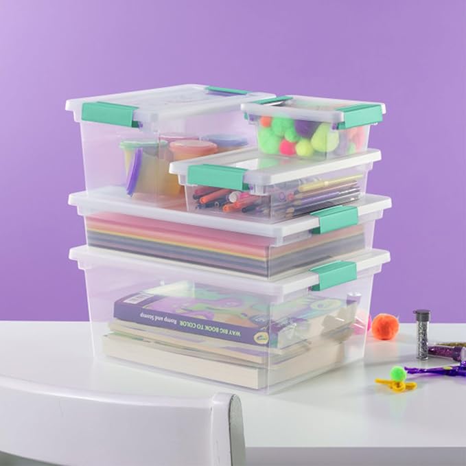 Sterilite 24-Pack Clip Box, Stackable Clear Plastic Bins