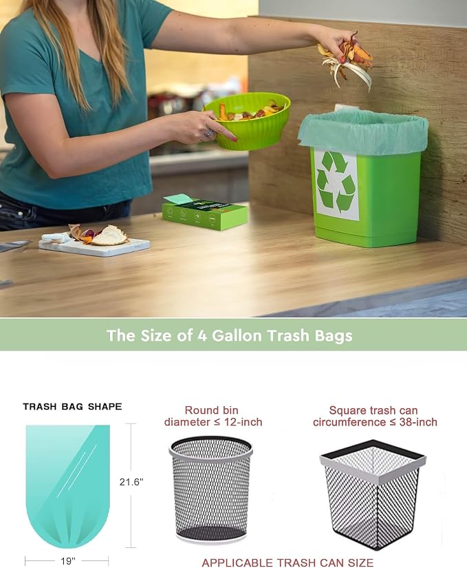 4-6 Gallon Small Trash Bags Compostable Trash Bags, AYOTEE 60 Count Ultra - Image 3