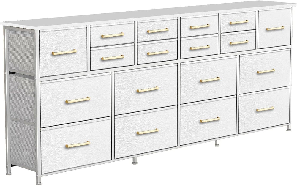 VASICAR 74.8 Inch Wide TV Stand, Dressers for Bedroom with Fabric Drawers