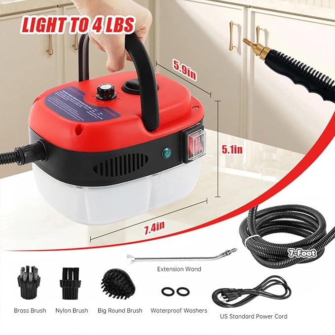 Handheld Steam Cleaner, 2500W Portable High Temp Bathroom Power Steamer - Image 3