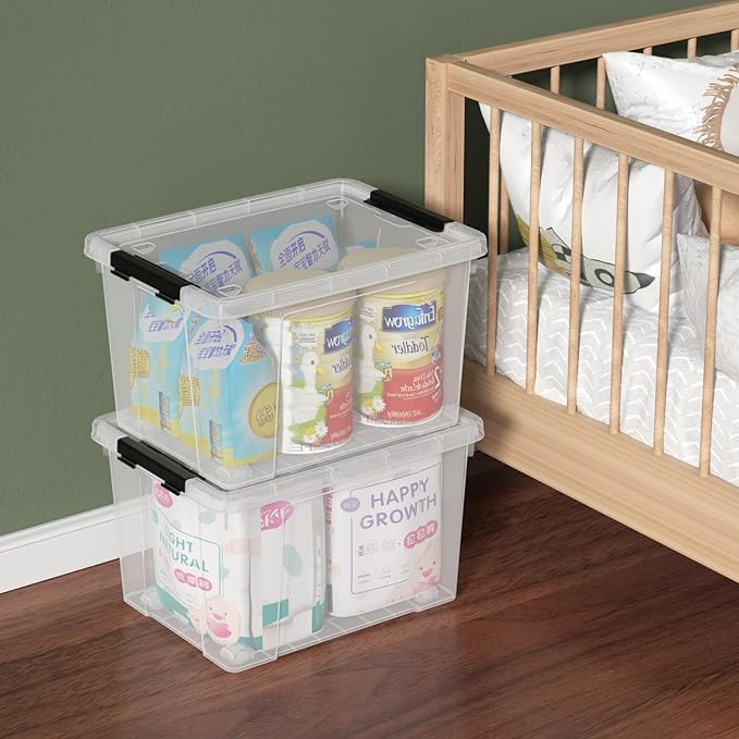 Set of 4 34 L Stackable Plastic Storage Bins - Image 5