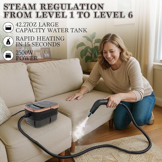 Steam Cleaner, 15s Heat-Up 42.27oz Tank, 2500w Handheld Steam Cleaner - Image 2