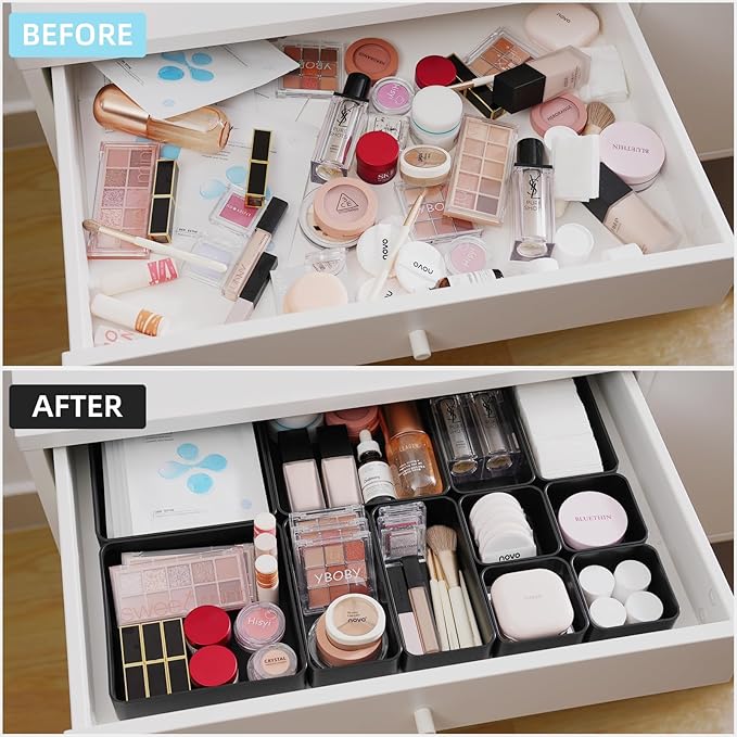 11-Piece Stackable Drawer Organizer Set, Stationery, Utensils in Bathroom - Image 2