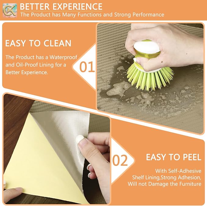 Self-Adhesive Shelf Liner Kitchen Liner, Waterproof Backed Paper Easy Peel and - Image 3