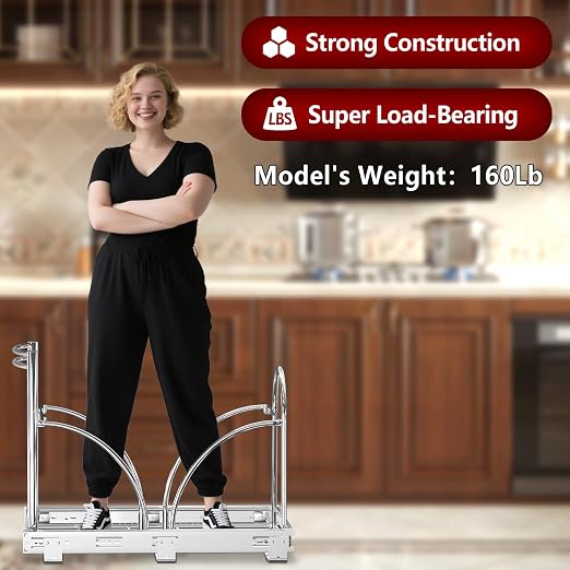 Dual Under Sink Trash Can Heavy Duty Pull Out Trash Can Under Cabinet, Fits - Image 6