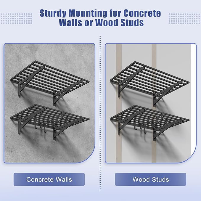 2-Pack 2x3ft Garage Shelving Wall Mounted, 400LB Capacity - Image 7
