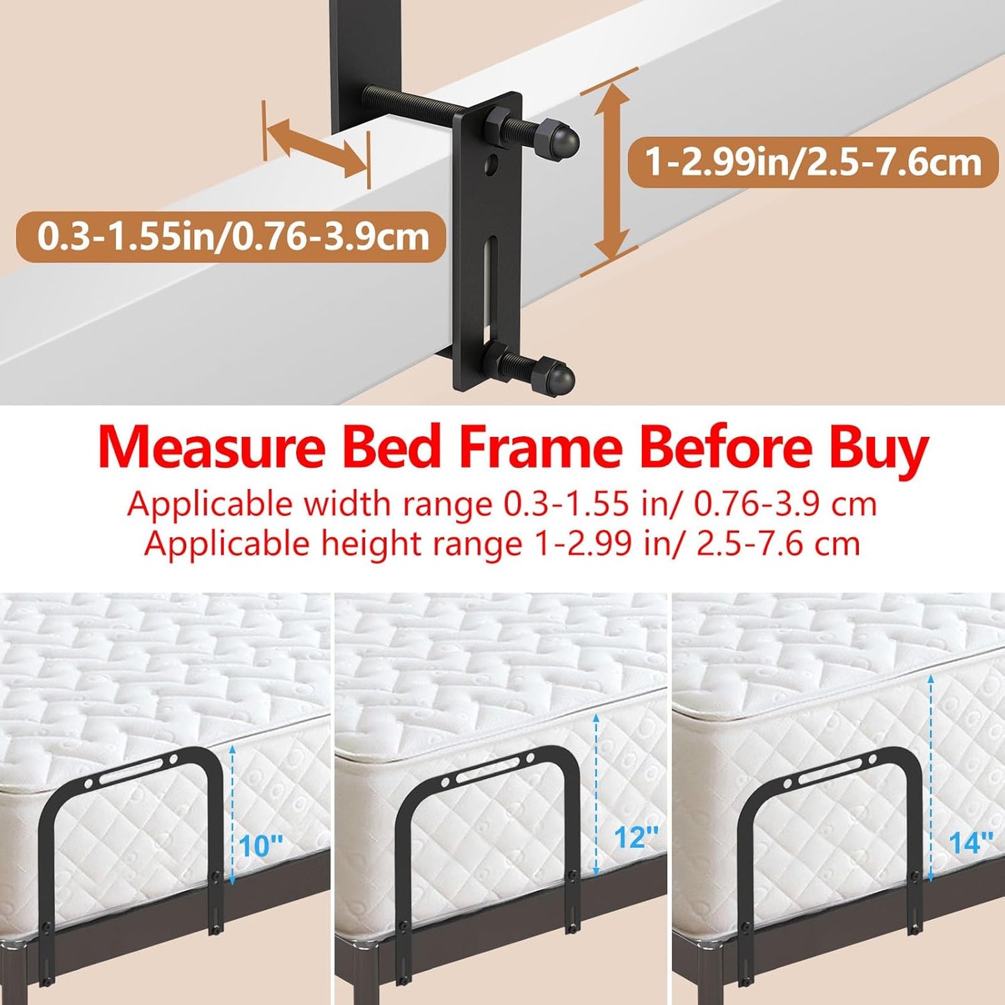 YUOROS Extra Tall Mattress Slide Stopper Holder Gripper Retainer Bar for Metal to Keep Mattress from Sliding