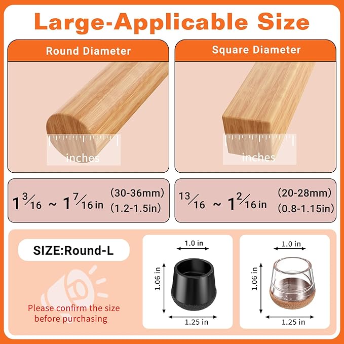 Chair Leg Floor Protectors Large 24Pcs, Silicone Chair Leg Protectors - Image 2