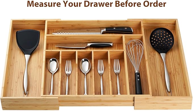 Umilife Extra Large Expandable Kitchen Siverware Utensils Drawer Organizer - Image 5