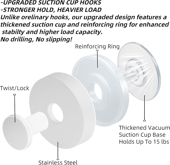 2025 Upgraded Stainless Steel Heavy Duty Suction Cup Hooks - Image 4