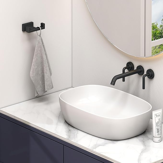 Angle Simple Bathroom Towel Hooks, Stainless Steel Shower Double Robe Coat Hooks - Image 2