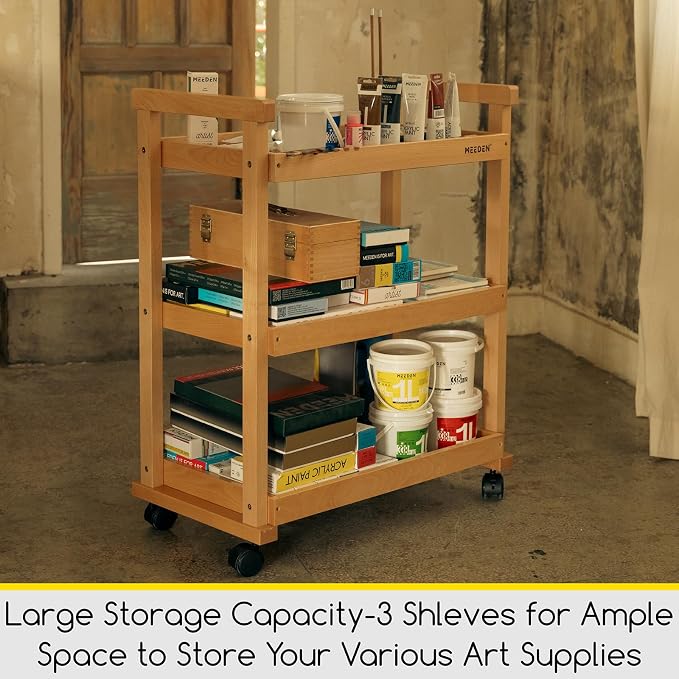 MEEDEN Art Cart Storage Organizer, 3-Tier Rolling Utility Studio Taboret - Image 5