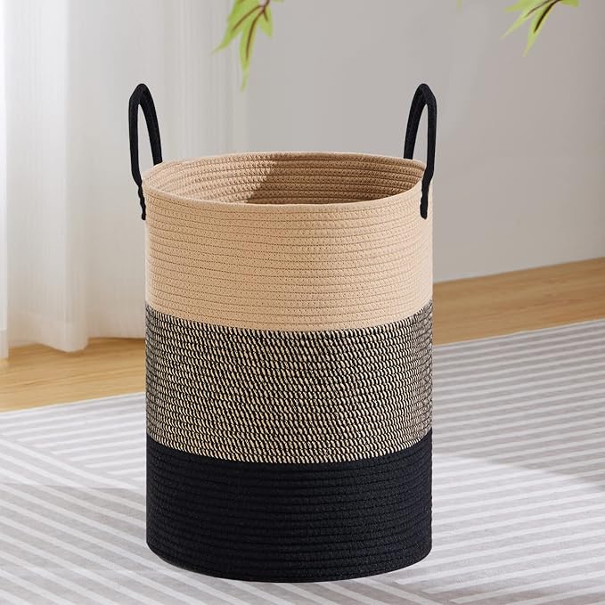 VIPOSCO Large Laundry Hamper, Tall Woven Rope Storage Basket by VIPOSCO