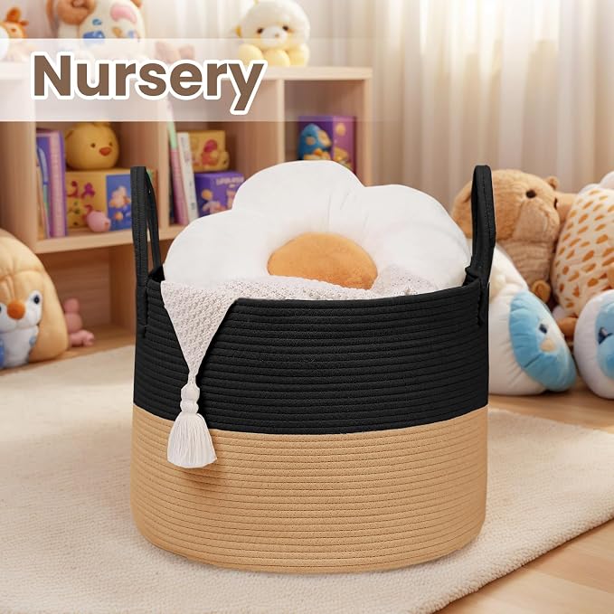 Woven Blanket Basket, 115L Large Rope Storage Bin - Image 4