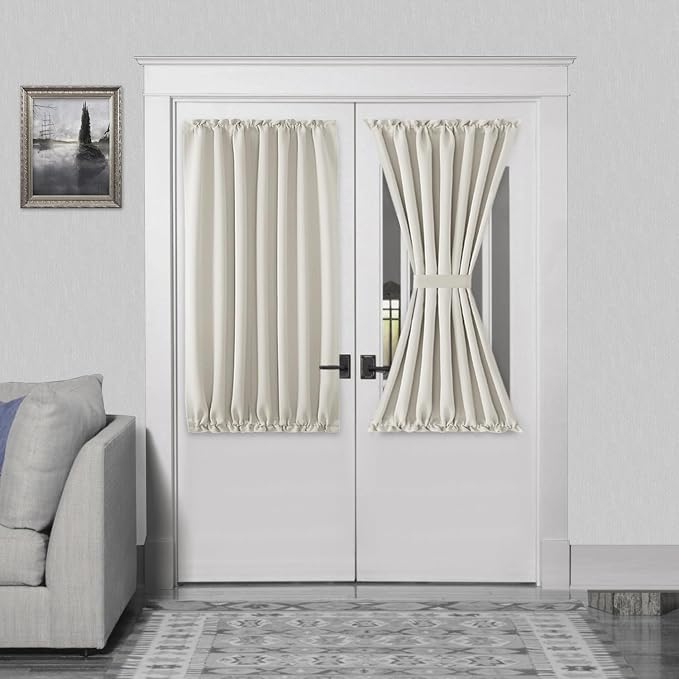 DWCN French Door Curtains Rod Pocket Thermal Blackout Curtain by DWCN