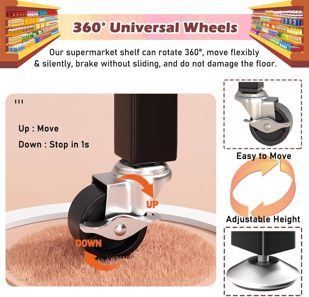 Commercial Supermarket Shelf Display Rack 4 5 Tier, Floor-Standing Snacks/Med...