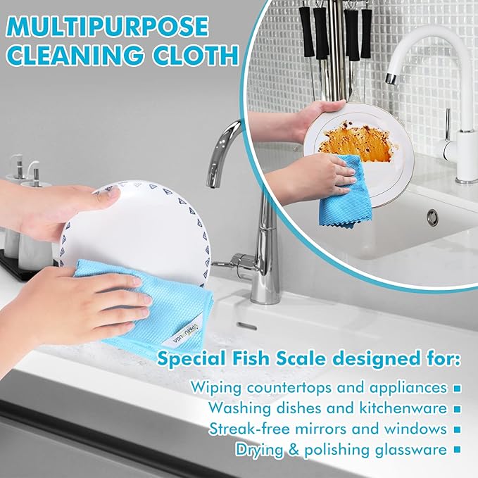 Easy Clean Fish Scale Nanoscale Dish Cloths, Streak Free Miracle Microfiber - Image 4