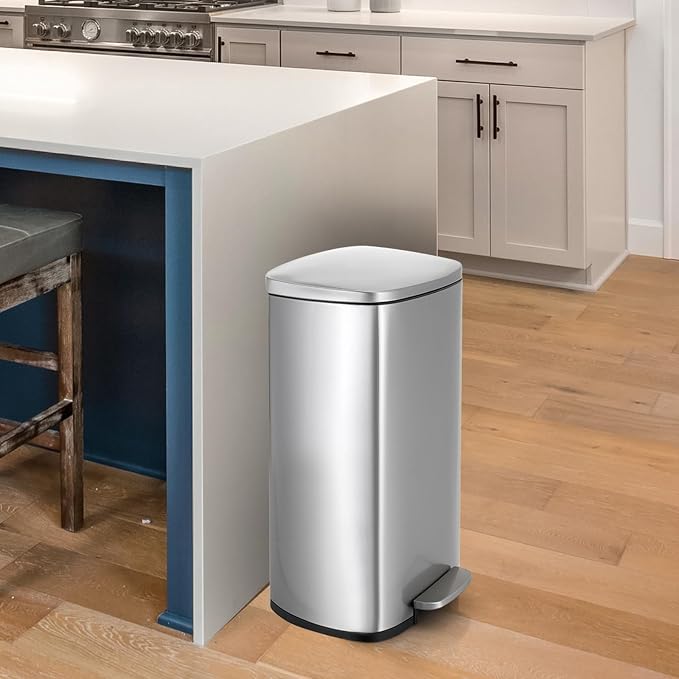 13.2 Gal Kitchen Trash Can, 50L Recycling or Garbage Bin, Brushed Stainless - Image 6