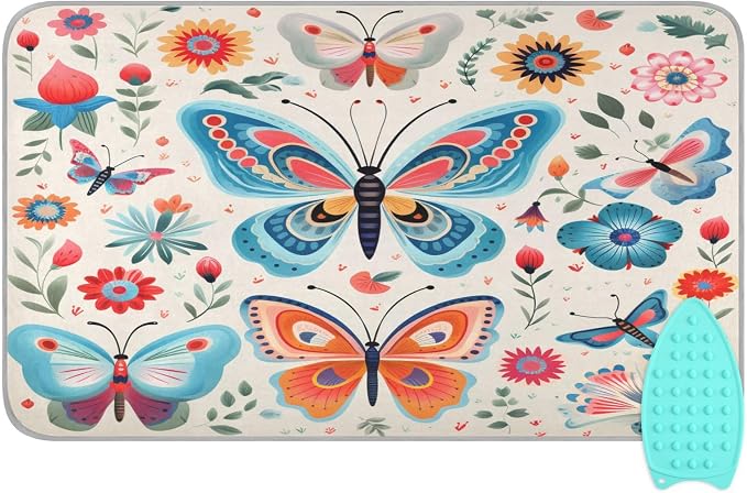 Decorative Butterfly Floral Ironing Mat Thickened Ironing Blanket Travel by QwThum