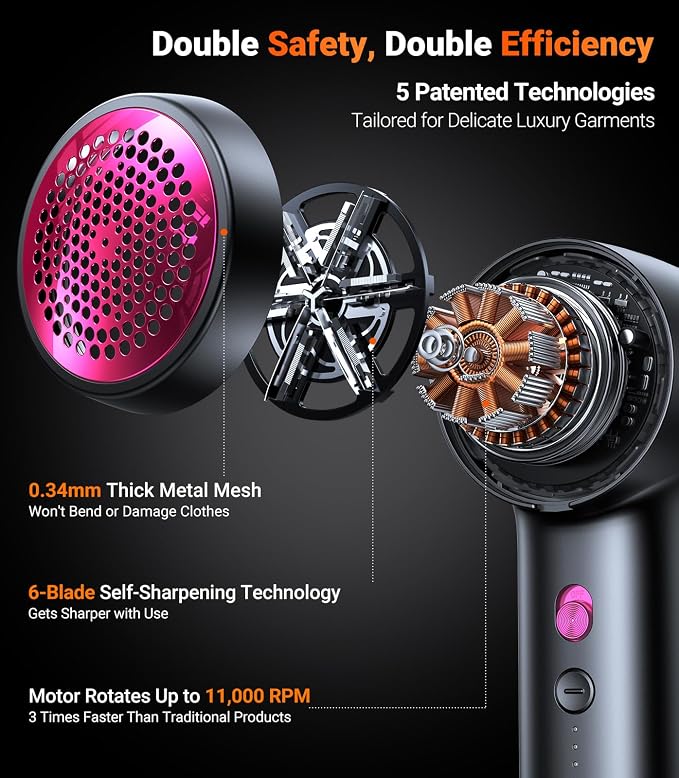 TORRAS Rechargeable Fabric Shaver Electric Lint Remover 3-Speed Remove Fuzz - Image 7